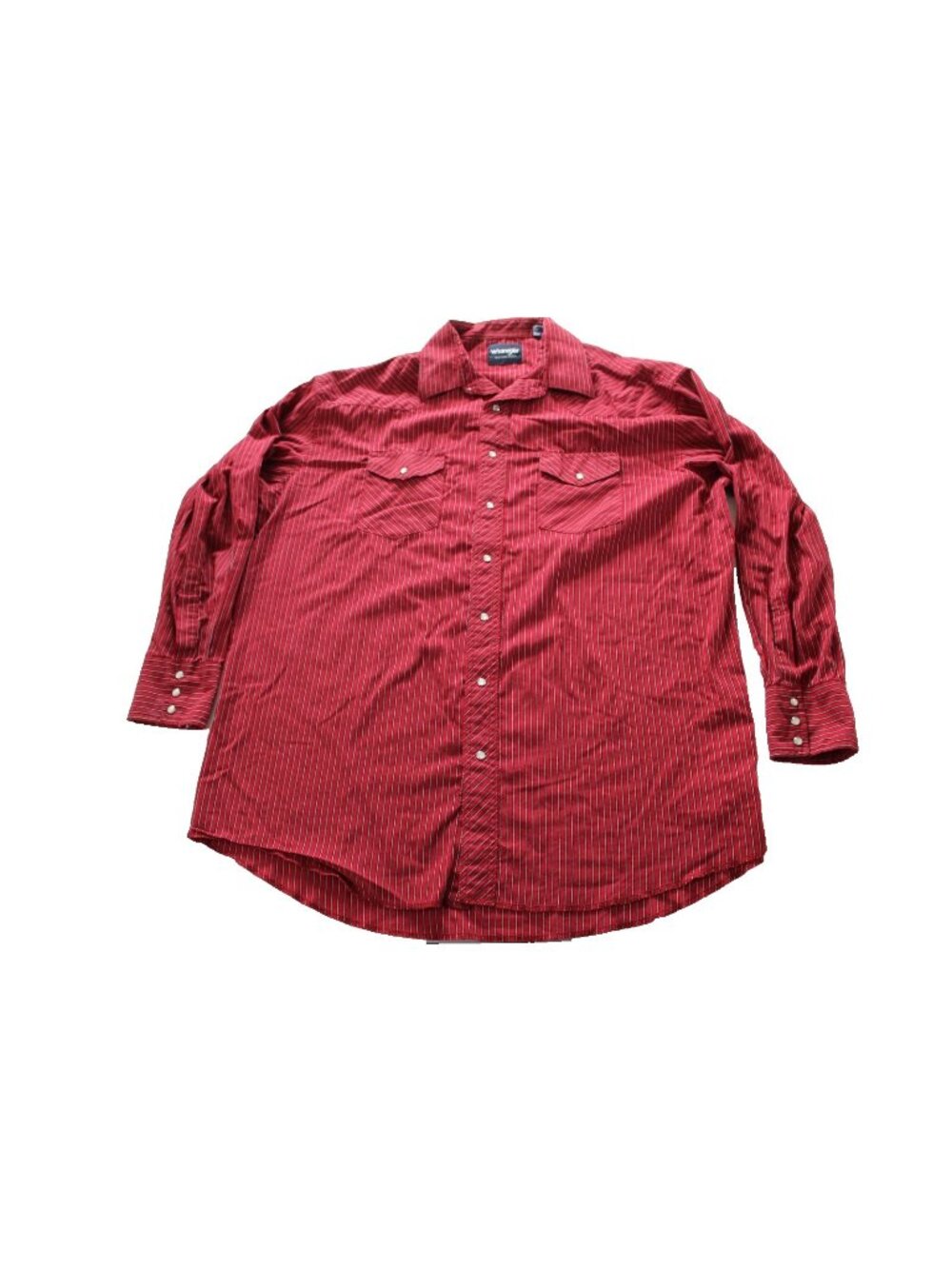 Wrangler Western Shirt Mens 18x36 Tall Red Striped Pearl Snap Long Sleeve Pocket